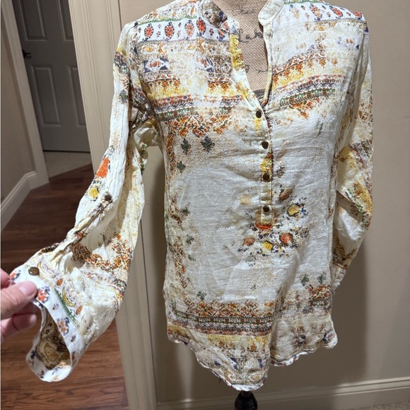 Floral Relaxed Buttoned Blouse with Mandarin Collar - Picture 3 of 15